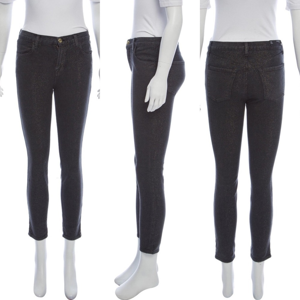 NWT J Brand Black Metallic Mid-Rise Skinny Jeans
